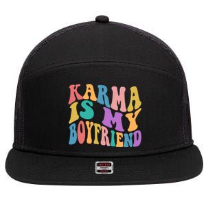 Retro 1960s 70s Karma Is My Boyfriend 7 Panel Mesh Trucker Snapback Hat