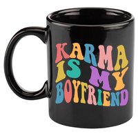 Retro 1960s 70s Karma Is My Boyfriend 11oz C Handle Ceramic Mug