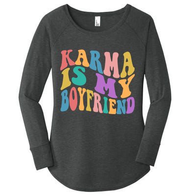 Retro 1960s 70s Karma Is My Boyfriend Women's Perfect Tri Tunic Long Sleeve Shirt