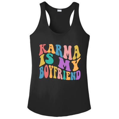 Retro 1960s 70s Karma Is My Boyfriend Ladies PosiCharge Competitor Racerback Tank