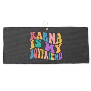 Retro 1960s 70s Karma Is My Boyfriend Large Microfiber Waffle Golf Towel