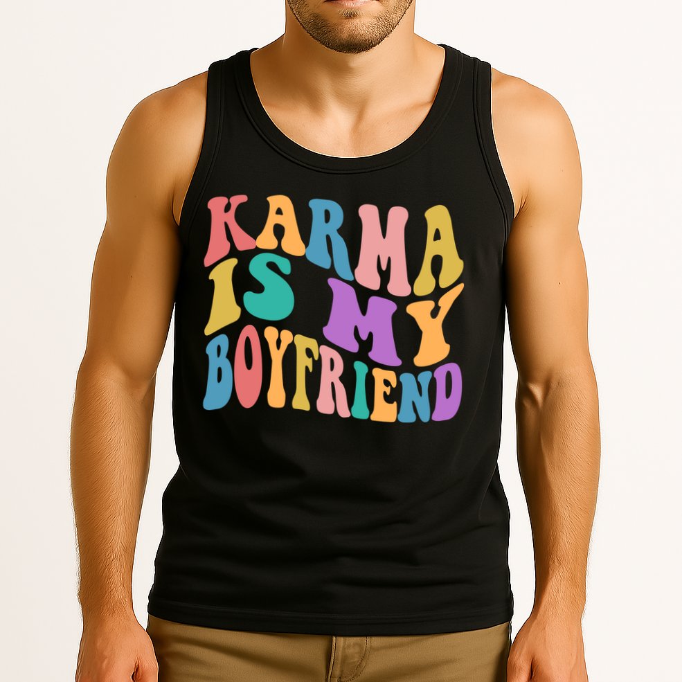 Retro 1960s 70s Karma Is My Boyfriend Tank Top