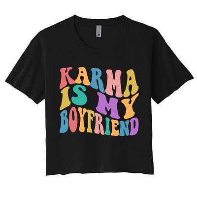Retro 1960s 70s Karma Is My Boyfriend Crop Top