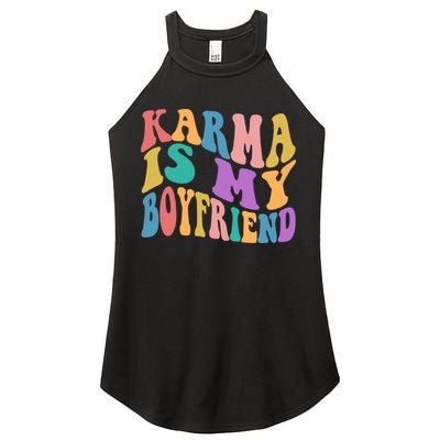 Retro 1960s 70s Karma Is My Boyfriend Women's Perfect Tri Rocker Tank