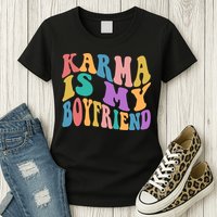 Retro 1960s 70s Karma Is My Boyfriend Womens T-Shirt