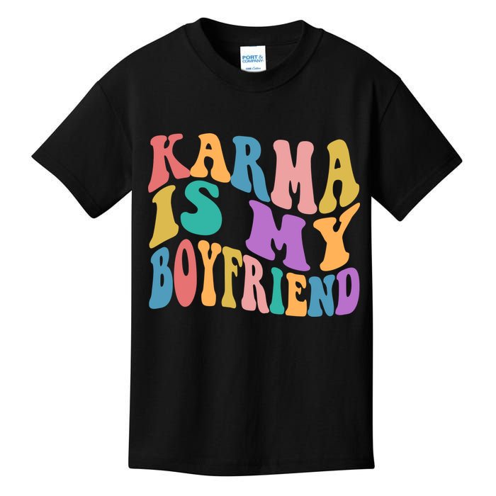 Retro 1960s 70s Karma Is My Boyfriend Kids T-Shirt