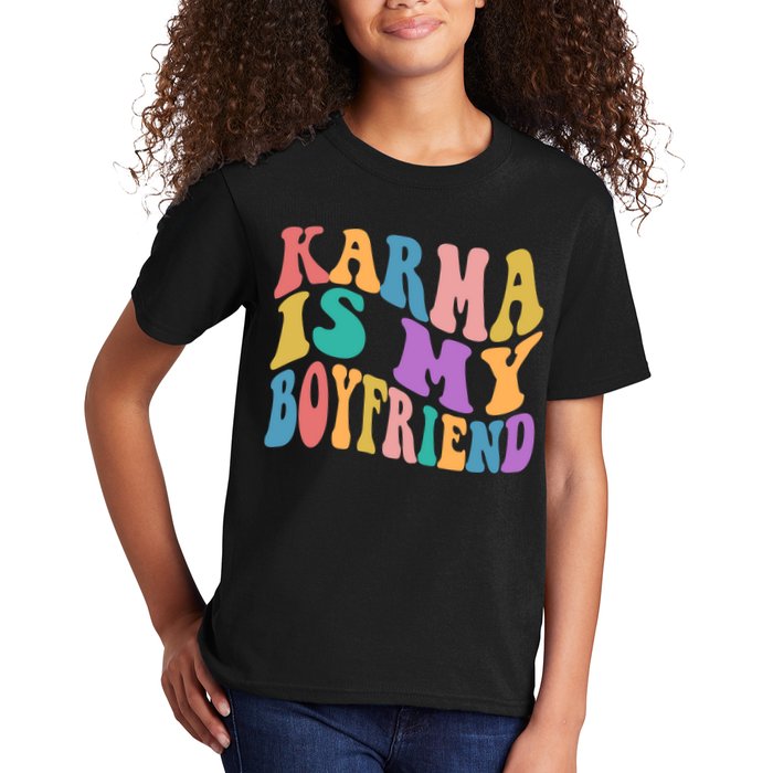 Retro 1960s 70s Karma Is My Boyfriend Kids T-Shirt