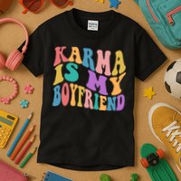 Retro 1960s 70s Karma Is My Boyfriend Kids T-Shirt