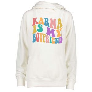 Retro 1960s 70s Karma Is My Boyfriend Womens Funnel Neck Pullover Hood