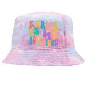 Retro 1960s 70s Karma Is My Boyfriend Tie-Dyed Bucket Hat