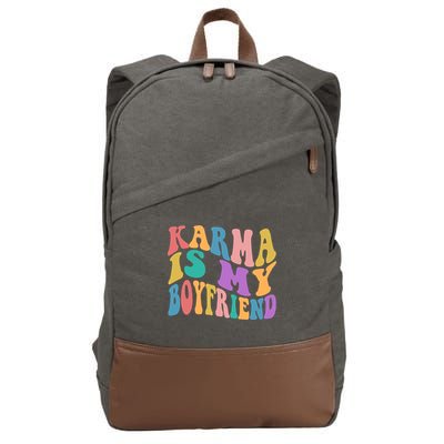 Retro 1960s 70s Karma Is My Boyfriend Cotton Canvas Backpack