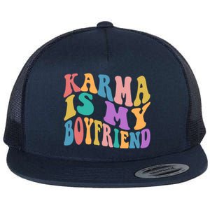 Retro 1960s 70s Karma Is My Boyfriend Flat Bill Trucker Hat