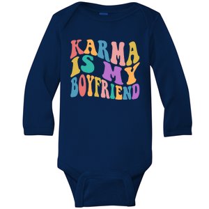 Retro 1960s 70s Karma Is My Boyfriend Baby Long Sleeve Bodysuit