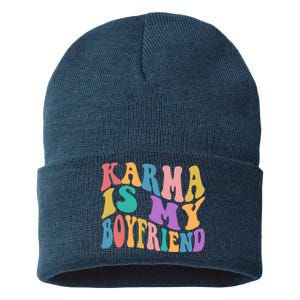 Retro 1960s 70s Karma Is My Boyfriend Sustainable Knit Beanie