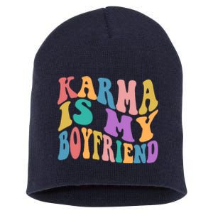 Retro 1960s 70s Karma Is My Boyfriend Short Acrylic Beanie