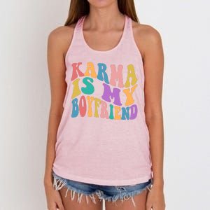 Retro 1960s 70s Karma Is My Boyfriend Women's Knotted Racerback Tank