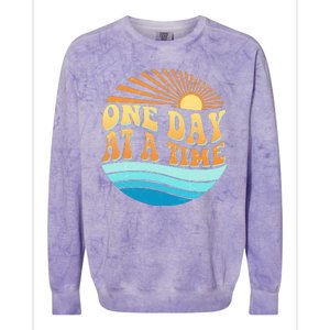 Retro 1960s 70s One Day At A Time Mental Health Awareness Colorblast Crewneck Sweatshirt