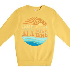 Retro 1960s 70s One Day At A Time Mental Health Awareness Premium Crewneck Sweatshirt