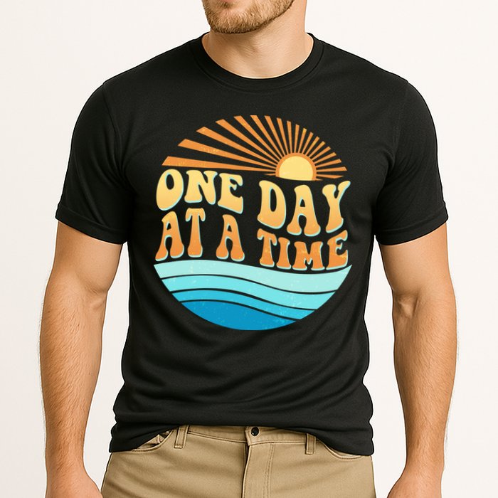 Retro 1960s 70s One Day At A Time Mental Health Awareness Cooling Performance Crew T-Shirt