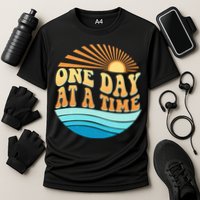 Retro 1960s 70s One Day At A Time Mental Health Awareness Cooling Performance Crew T-Shirt