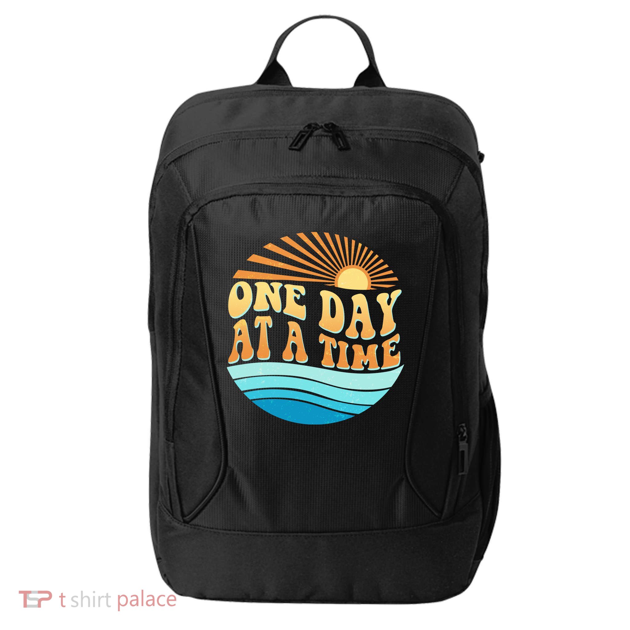 Retro 1960s 70s One Day At A Time Mental Health Awareness City Backpack