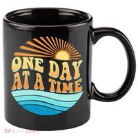 Retro 1960s 70s One Day At A Time Mental Health Awareness 11oz C Handle Ceramic Mug