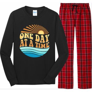 Retro 1960s 70s One Day At A Time Mental Health Awareness Long Sleeve Pajama Set