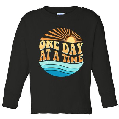 Retro 1960s 70s One Day At A Time Mental Health Awareness Toddler Long Sleeve Shirt