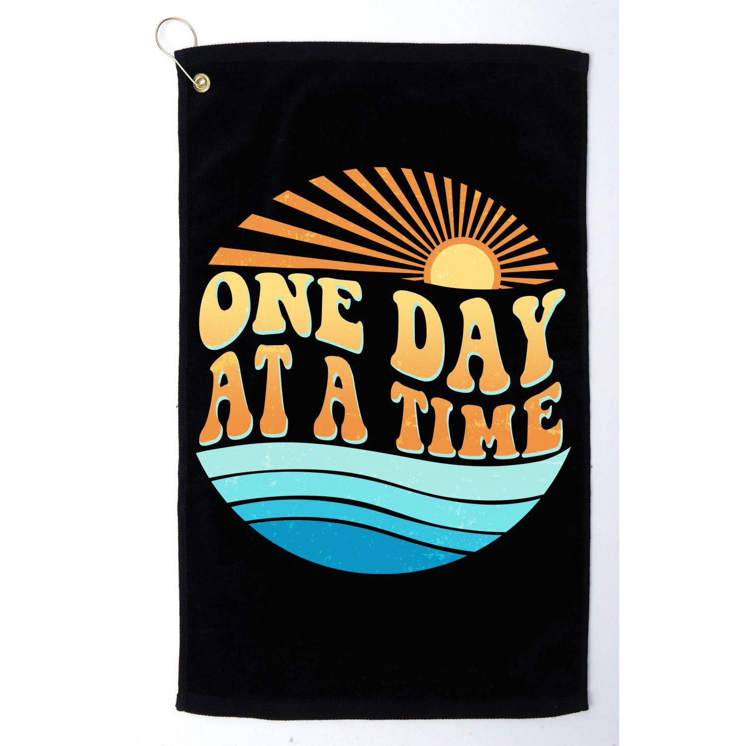 Retro 1960s 70s One Day At A Time Mental Health Awareness Golf Towel