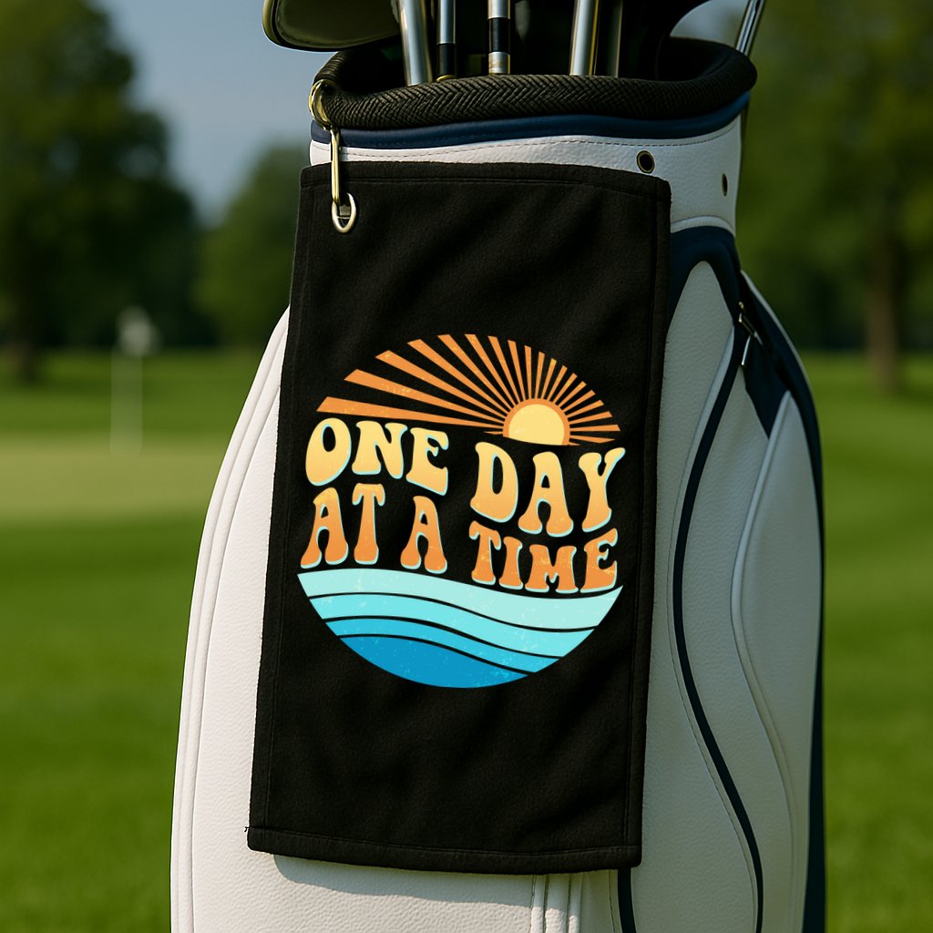 Retro 1960s 70s One Day At A Time Mental Health Awareness Golf Towel