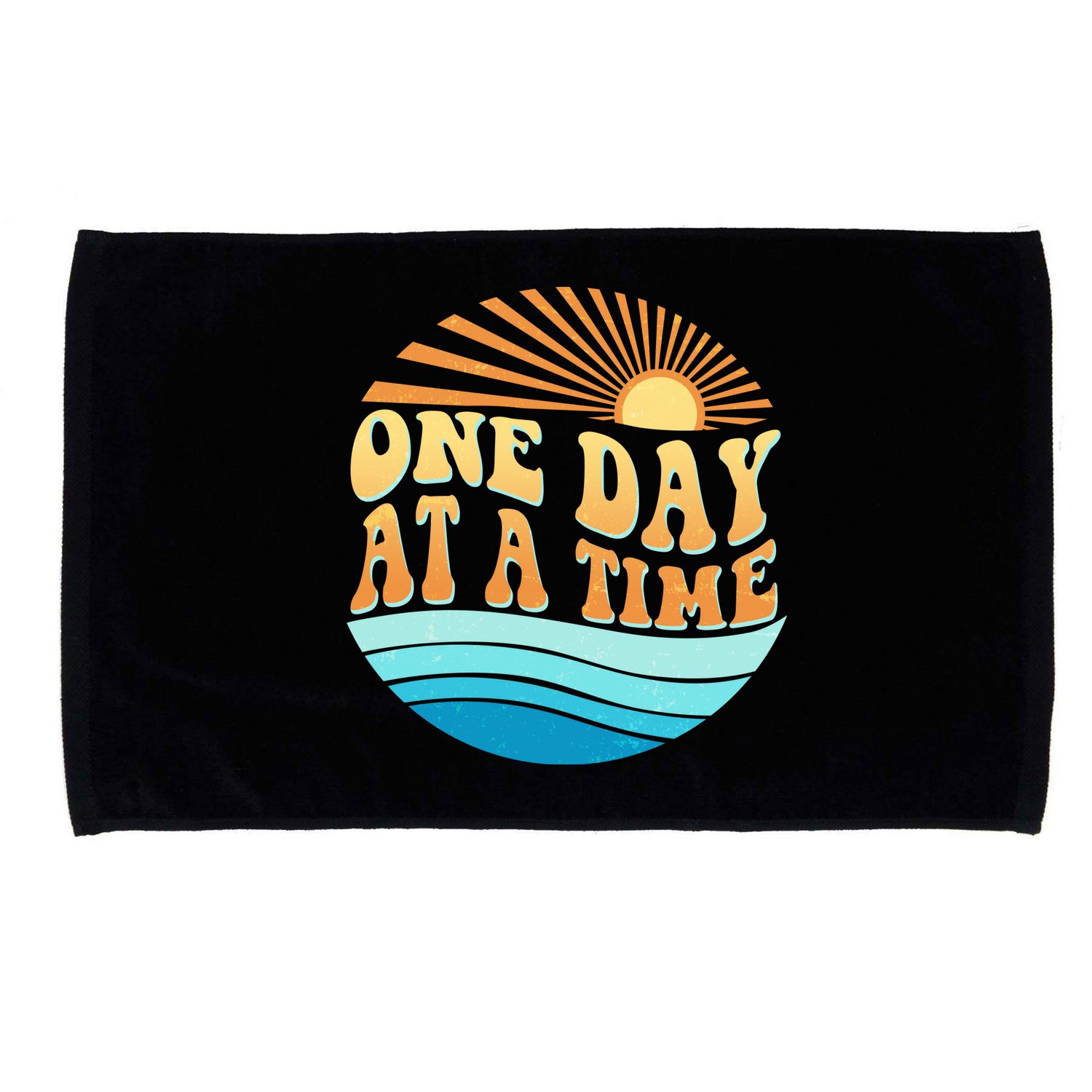 Retro 1960s 70s One Day At A Time Mental Health Awareness Microfiber Hand Towel