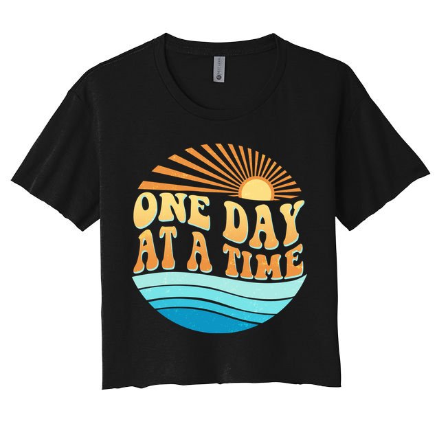 Retro 1960s 70s One Day At A Time Mental Health Awareness Crop Top