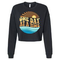 Retro 1960s 70s One Day At A Time Mental Health Awareness Cropped Pullover Crew