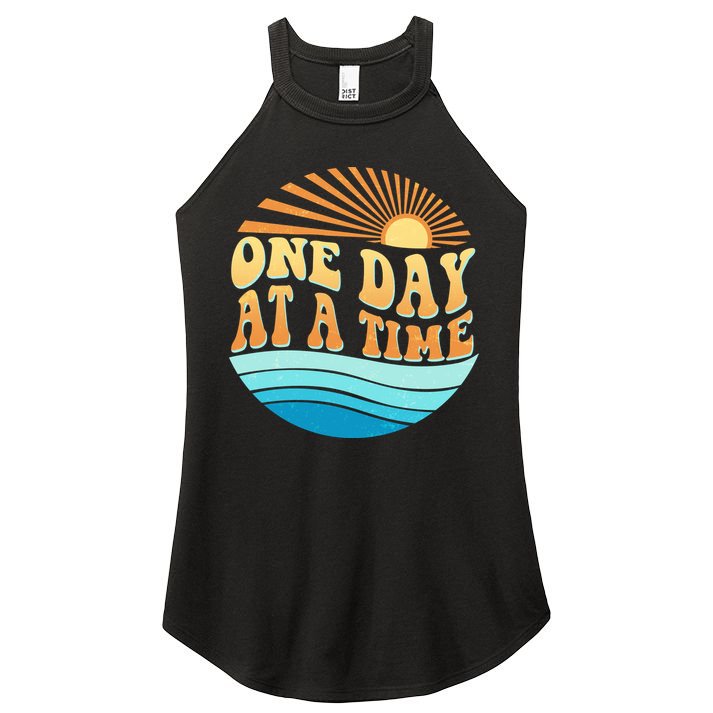 Retro 1960s 70s One Day At A Time Mental Health Awareness Women's Perfect Tri Rocker Tank