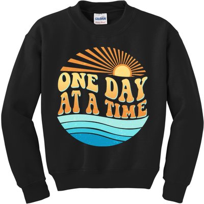 Retro 1960s 70s One Day At A Time Mental Health Awareness Kids Sweatshirt
