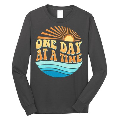 Retro 1960s 70s One Day At A Time Mental Health Awareness Long Sleeve Shirt