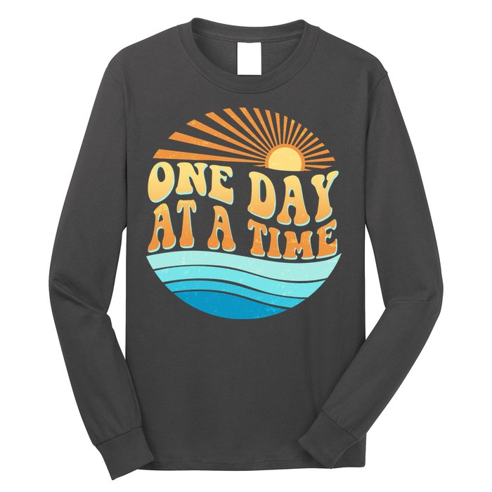 Retro 1960s 70s One Day At A Time Mental Health Awareness Long Sleeve Shirt