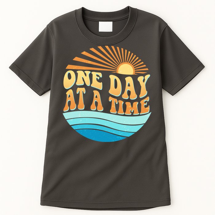 Retro 1960s 70s One Day At A Time Mental Health Awareness Tall T-Shirt