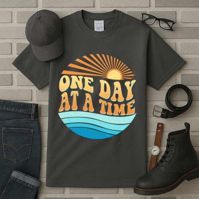 Retro 1960s 70s One Day At A Time Mental Health Awareness Tall T-Shirt