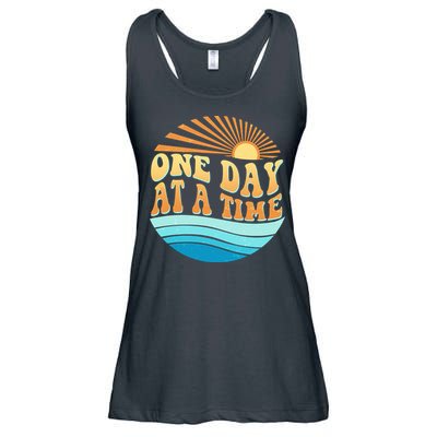 Retro 1960s 70s One Day At A Time Mental Health Awareness Ladies Essential Flowy Tank