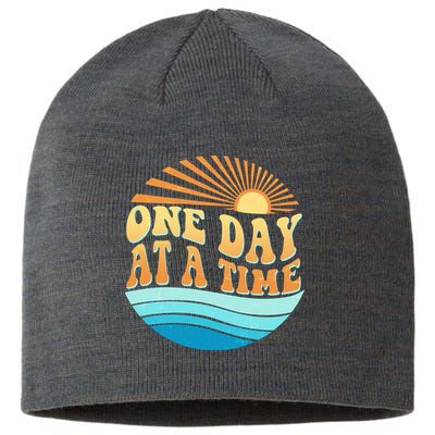 Retro 1960s 70s One Day At A Time Mental Health Awareness Sustainable Beanie
