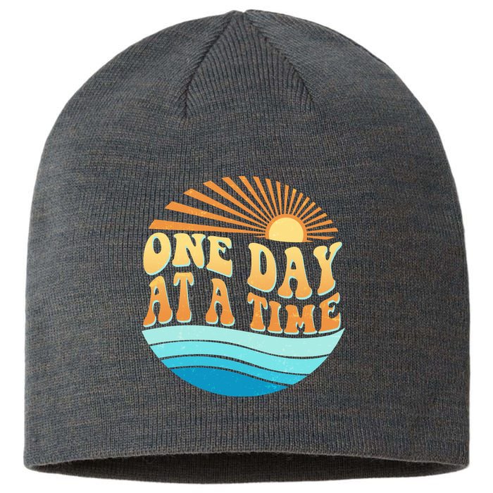 Retro 1960s 70s One Day At A Time Mental Health Awareness Sustainable Beanie