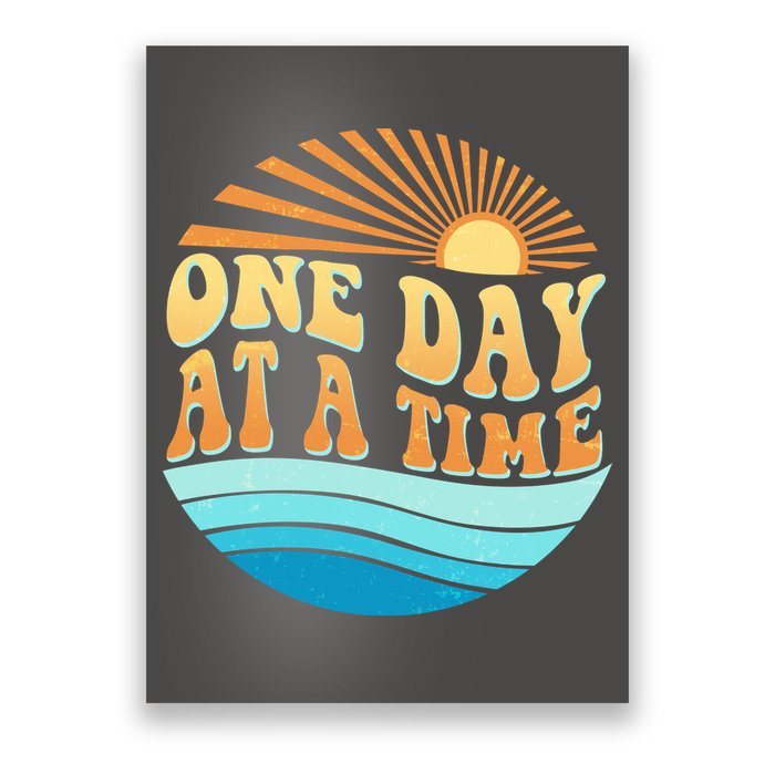 Retro 1960s 70s One Day At A Time Mental Health Awareness Poster
