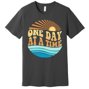 Retro 1960s 70s One Day At A Time Mental Health Awareness Premium T-Shirt