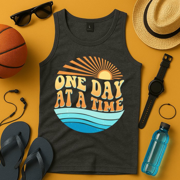 Retro 1960s 70s One Day At A Time Mental Health Awareness Tank Top