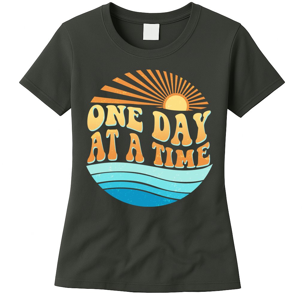 Retro 1960s 70s One Day At A Time Mental Health Awareness Womens T-Shirt