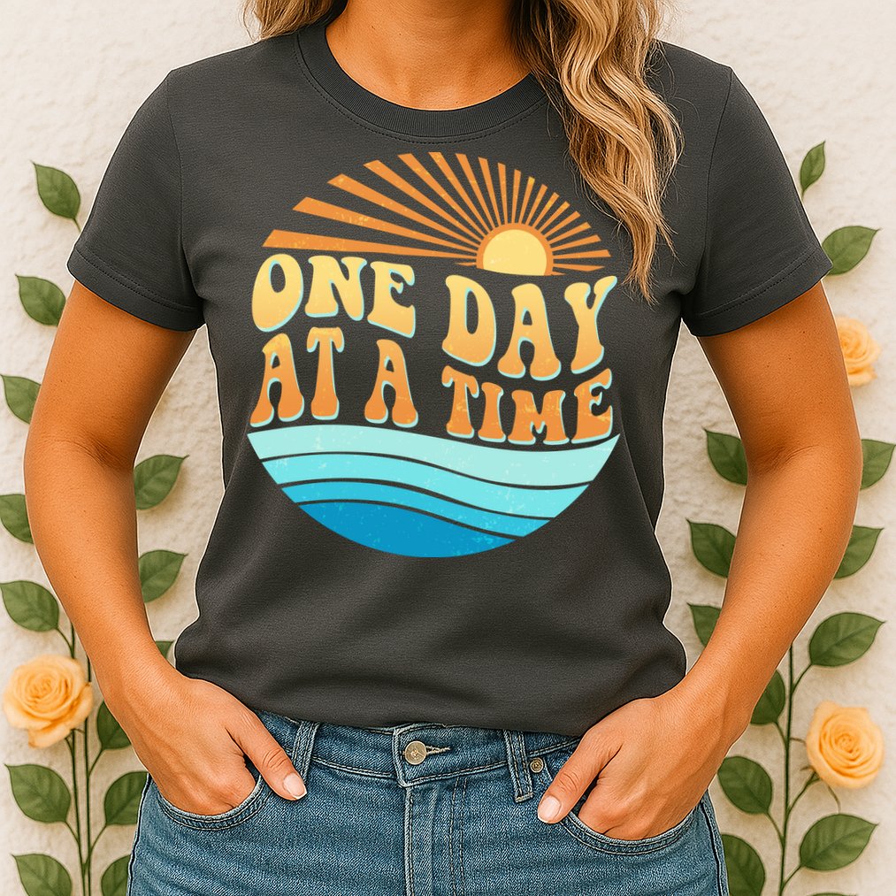 Retro 1960s 70s One Day At A Time Mental Health Awareness Womens T-Shirt