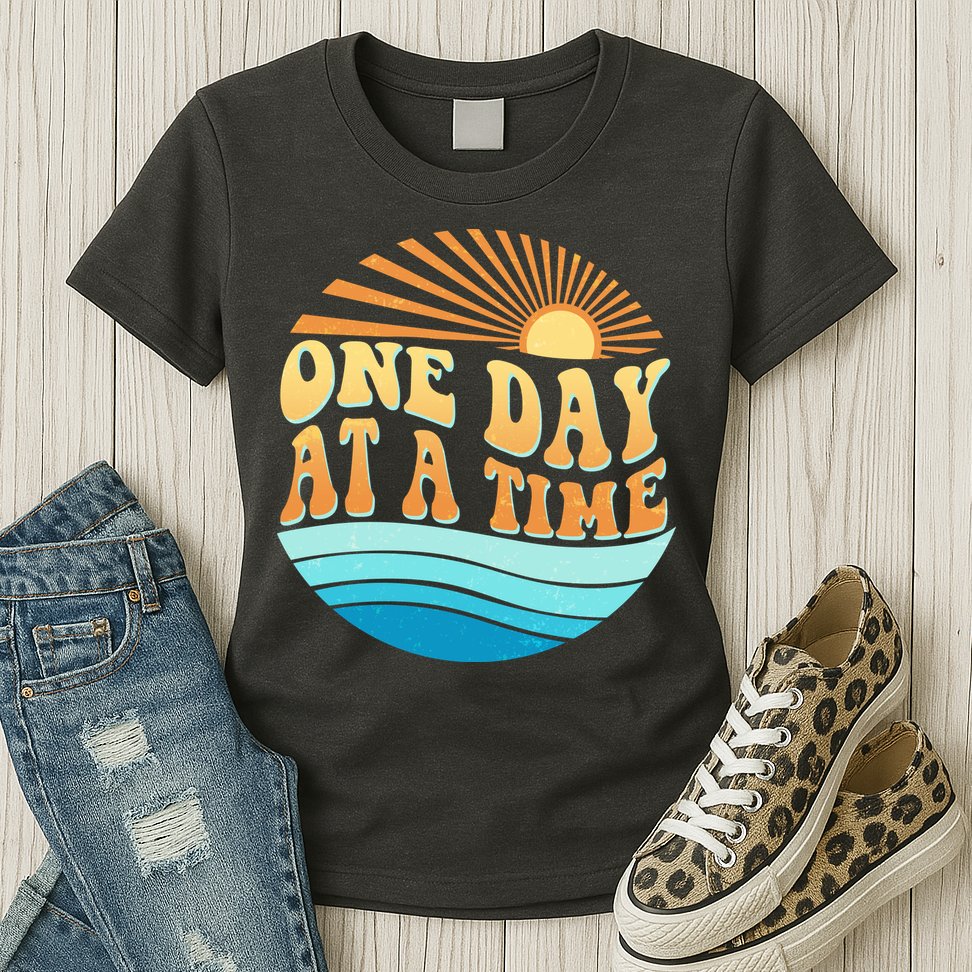 Retro 1960s 70s One Day At A Time Mental Health Awareness Womens T-Shirt