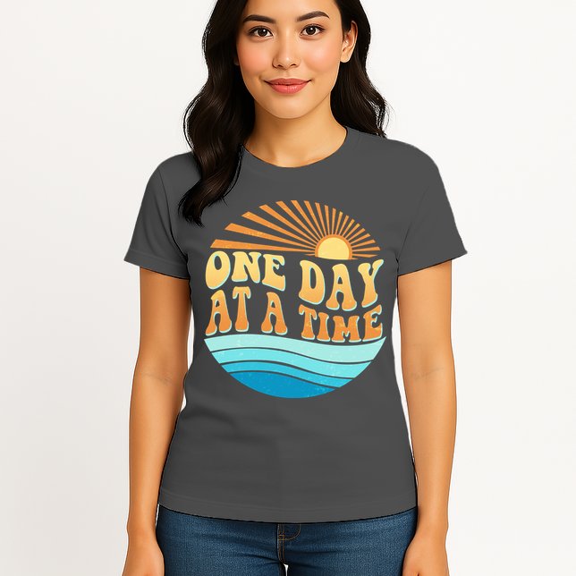 Retro 1960s 70s One Day At A Time Mental Health Awareness Womens T-Shirt