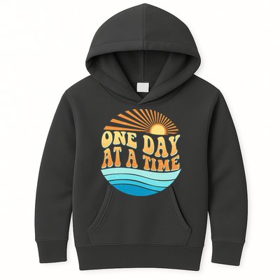 Retro 1960s 70s One Day At A Time Mental Health Awareness Kids Hoodie